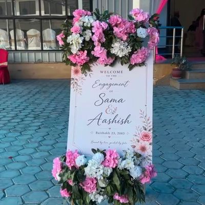 Floral Welcome Signage Stand Decor