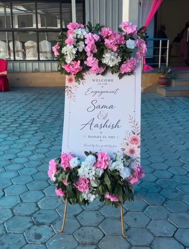 Floral Welcome Signage Stand Decor