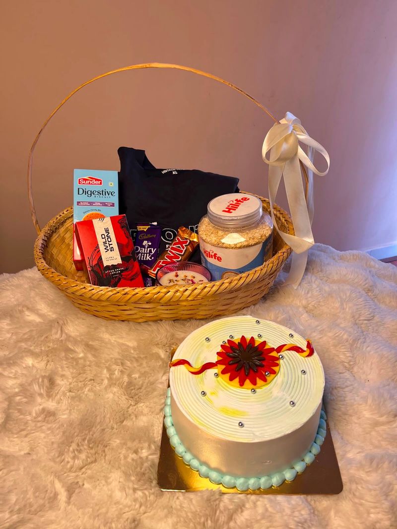 Rakhi Celebration Cake & Care Gift Basket