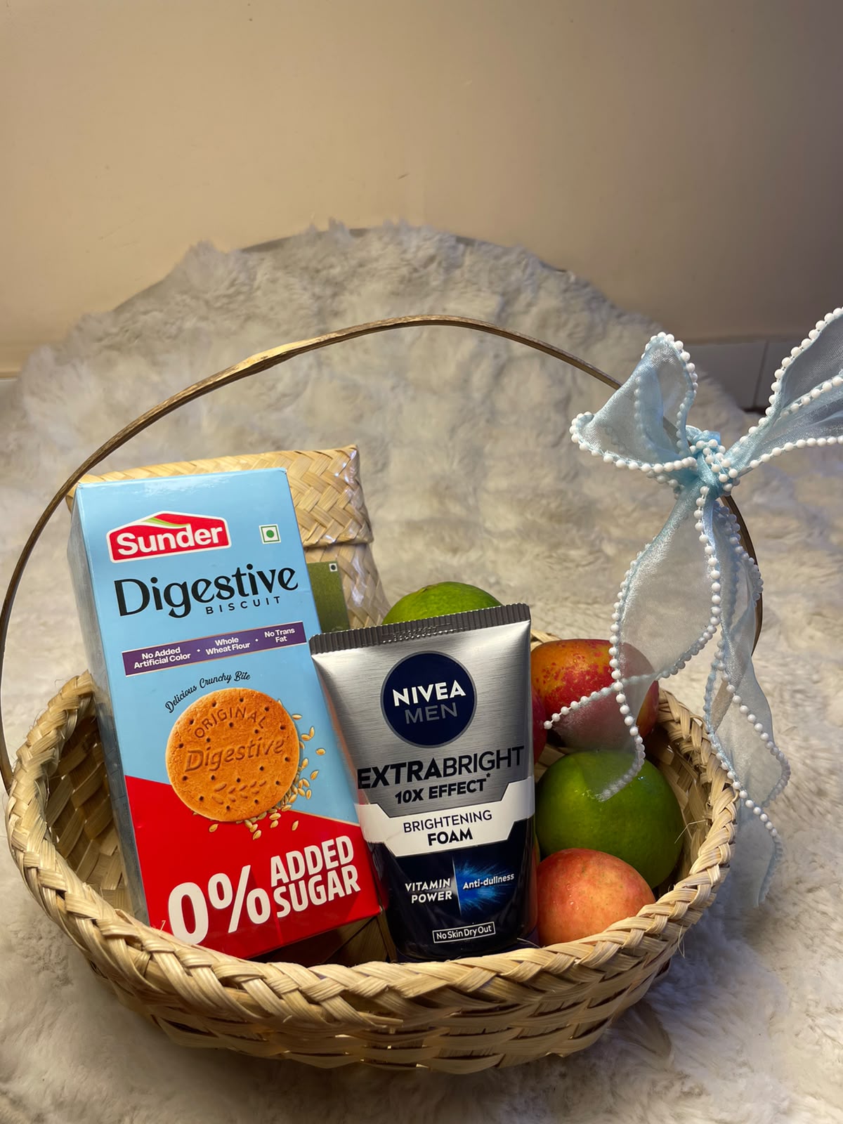 The Gentleman’s Healthy Hamper Branded food and grooming products may also be substituted with equivalent products based on availability. Packaging, ribbon, and arrangement may vary slightly from the displayed image.