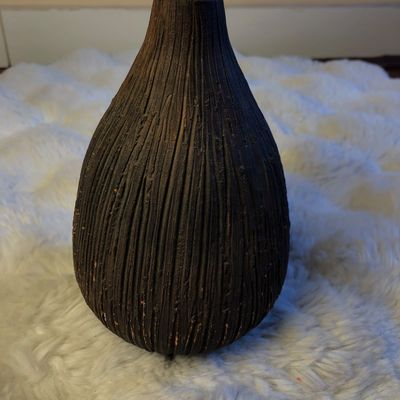Rustic Black Textured Decorative Vase