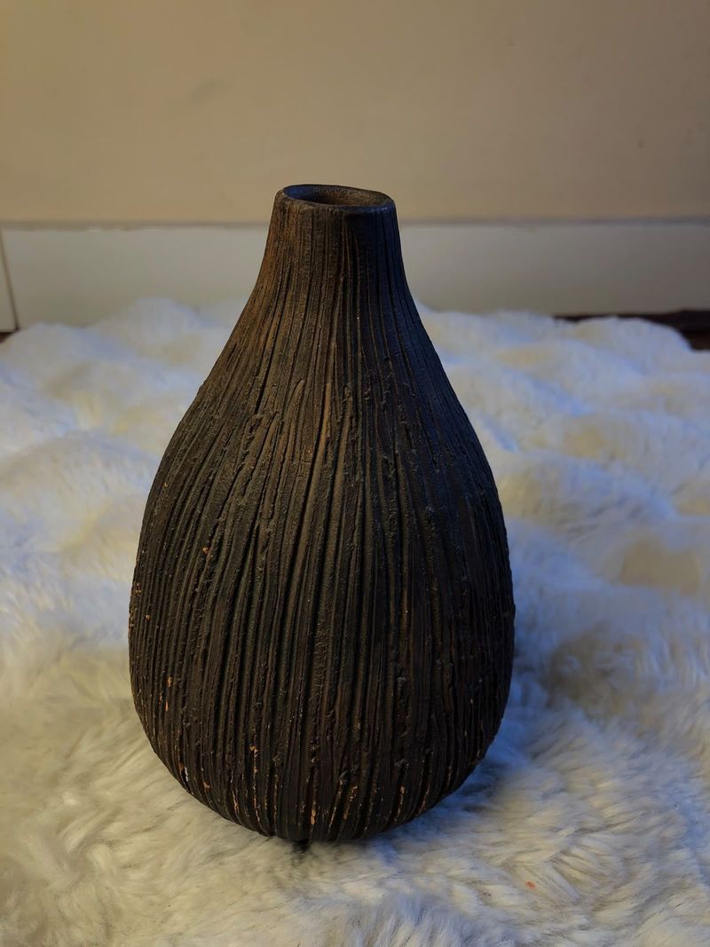 Rustic Black Textured Decorative Vase
