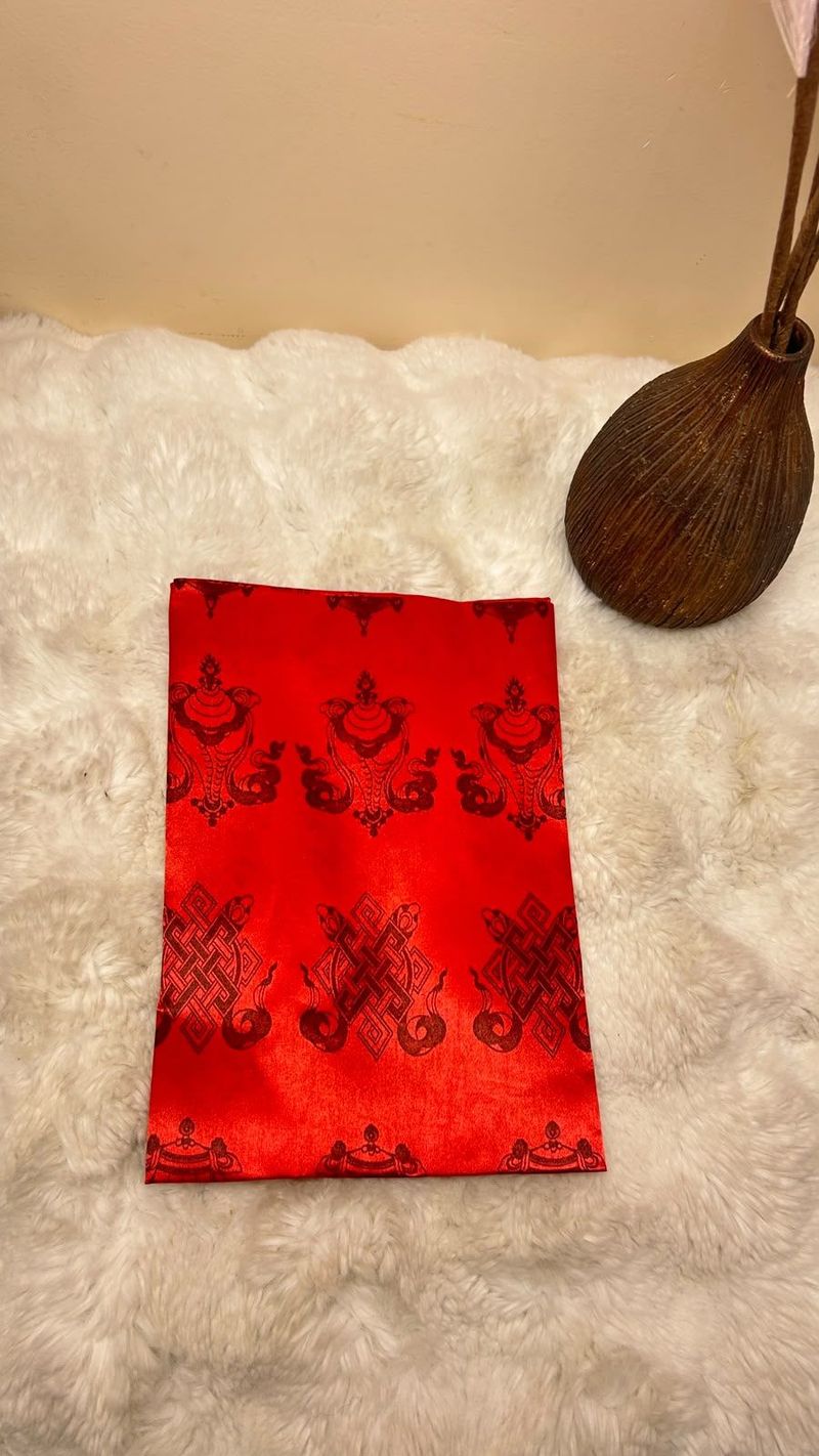 Red Printed Buddhist Khada