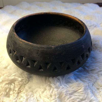 Rustic Black Geometric Pot