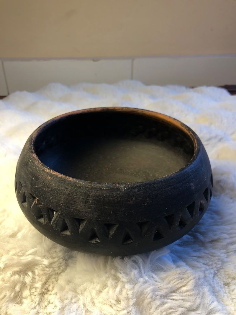 Rustic Black Geometric Pot